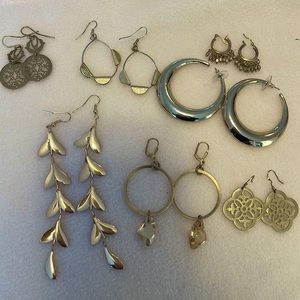 Lots of 7 gold tone boho chic earrings